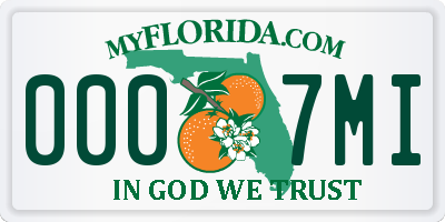 FL license plate 0007MI