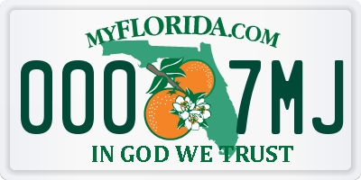 FL license plate 0007MJ