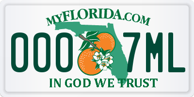 FL license plate 0007ML