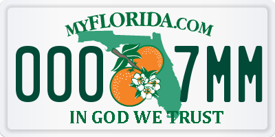 FL license plate 0007MM