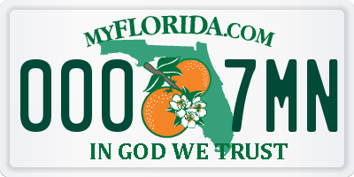 FL license plate 0007MN