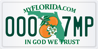 FL license plate 0007MP