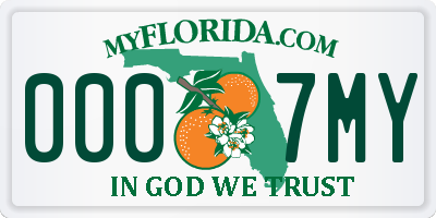 FL license plate 0007MY