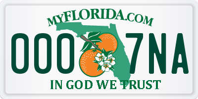 FL license plate 0007NA