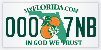 FL license plate 0007NB