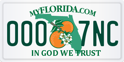 FL license plate 0007NC