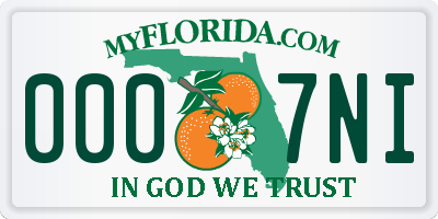 FL license plate 0007NI