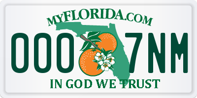 FL license plate 0007NM