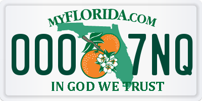 FL license plate 0007NQ