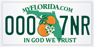 FL license plate 0007NR