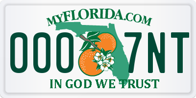 FL license plate 0007NT