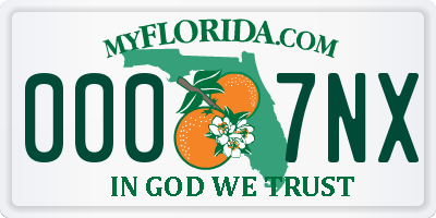 FL license plate 0007NX