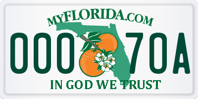 FL license plate 0007OA