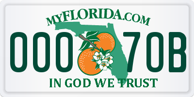 FL license plate 0007OB