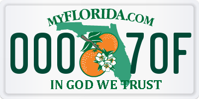 FL license plate 0007OF