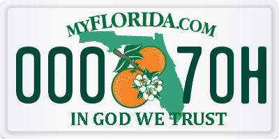 FL license plate 0007OH