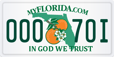 FL license plate 0007OI