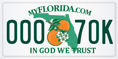 FL license plate 0007OK