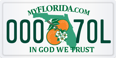 FL license plate 0007OL