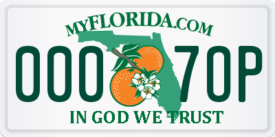 FL license plate 0007OP