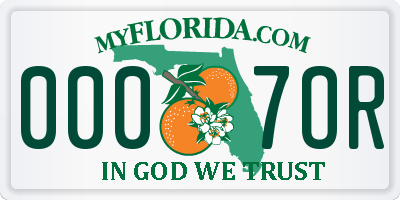 FL license plate 0007OR