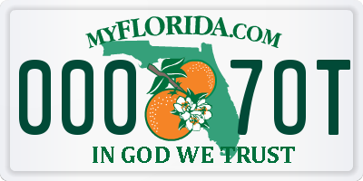 FL license plate 0007OT