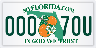 FL license plate 0007OU