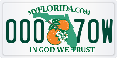 FL license plate 0007OW