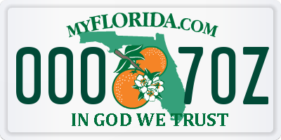 FL license plate 0007OZ