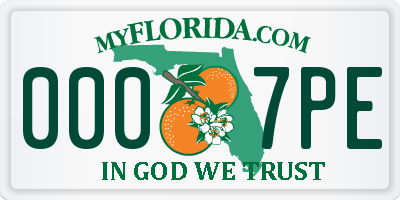 FL license plate 0007PE