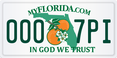 FL license plate 0007PI