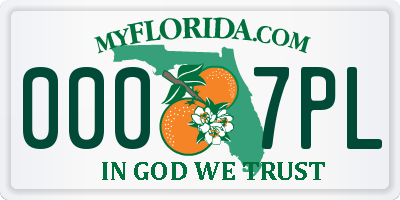 FL license plate 0007PL