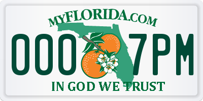 FL license plate 0007PM