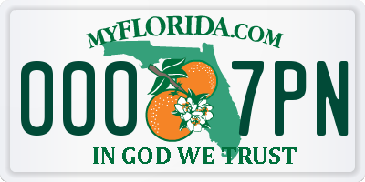 FL license plate 0007PN