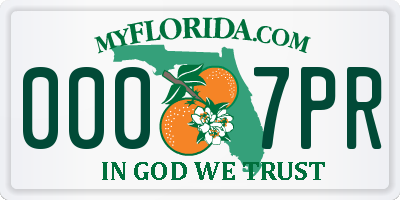 FL license plate 0007PR