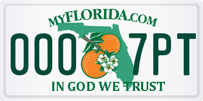 FL license plate 0007PT