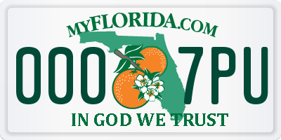 FL license plate 0007PU