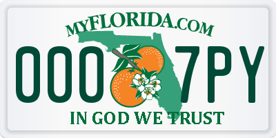 FL license plate 0007PY