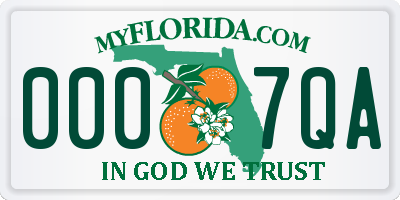 FL license plate 0007QA