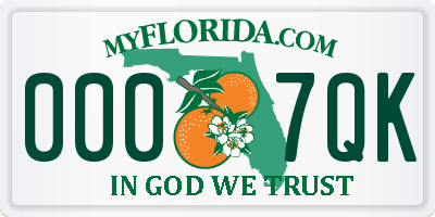 FL license plate 0007QK