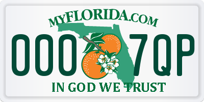 FL license plate 0007QP