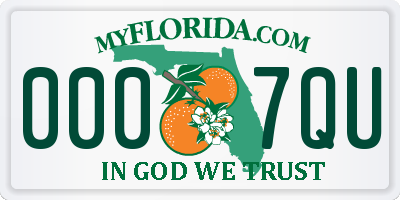 FL license plate 0007QU