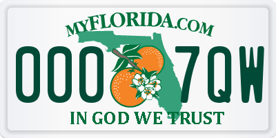 FL license plate 0007QW