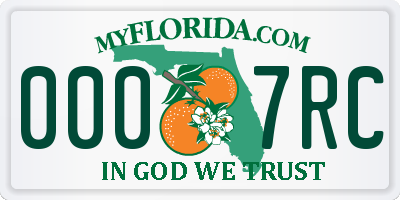 FL license plate 0007RC
