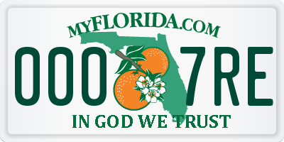 FL license plate 0007RE