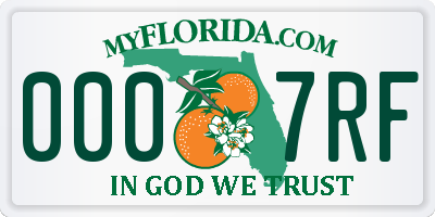 FL license plate 0007RF