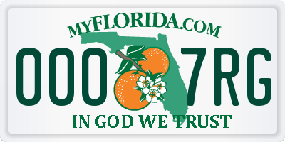 FL license plate 0007RG