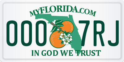 FL license plate 0007RJ