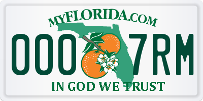 FL license plate 0007RM