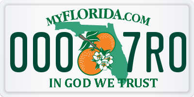 FL license plate 0007RO